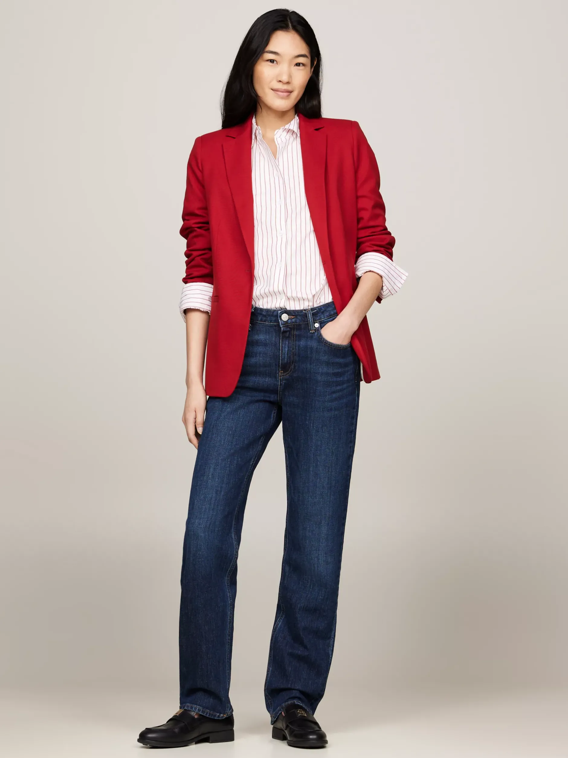 Marynarki*Tommy Hilfiger Jednorzędowa Marynarka O Regularnym Kroju DARK MAGMA