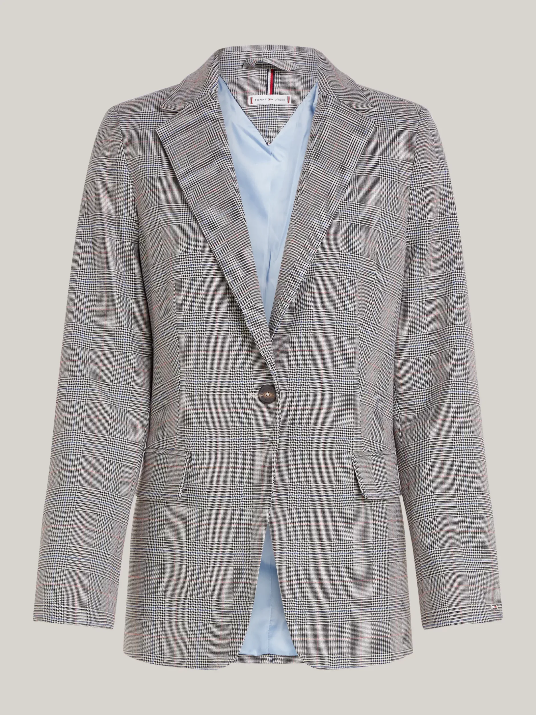 Marynarki*Tommy Hilfiger Jednorzędowa Marynarka W Kratę Księcia Walii GLOBAL STP CHECK/ S/ TEXTURE H GREY