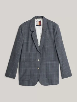 Marynarki*Tommy Hilfiger Jednorzędowa Marynarka W Kratę MEDIUM GREY HEATHER