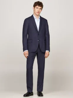 Garnitury I Kostiumy*Tommy Hilfiger Jednorzędowy Dwuczęściowy Garnitur W Prążki BLUE