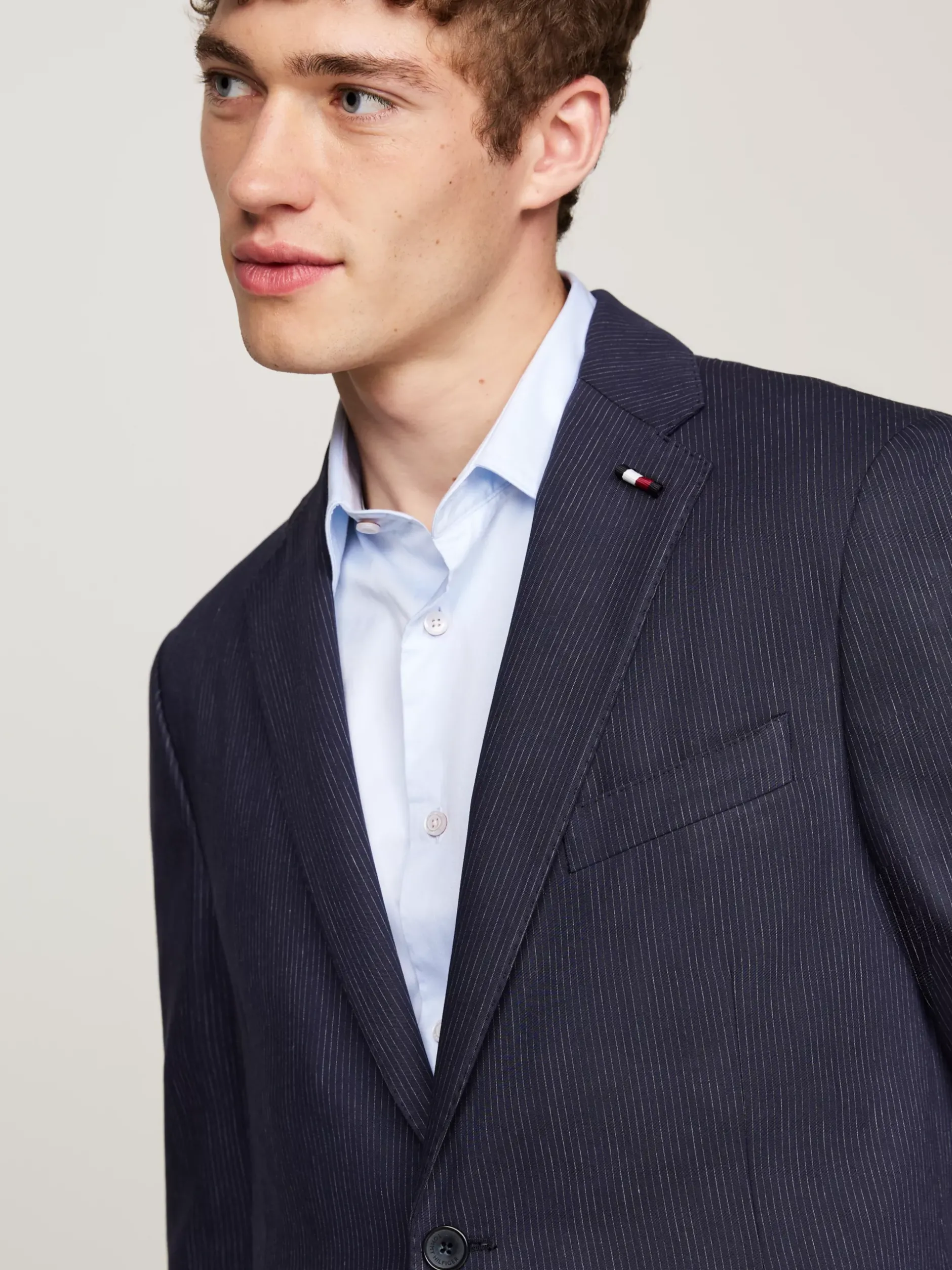 Garnitury I Kostiumy*Tommy Hilfiger Jednorzędowy Dwuczęściowy Garnitur W Prążki BLUE
