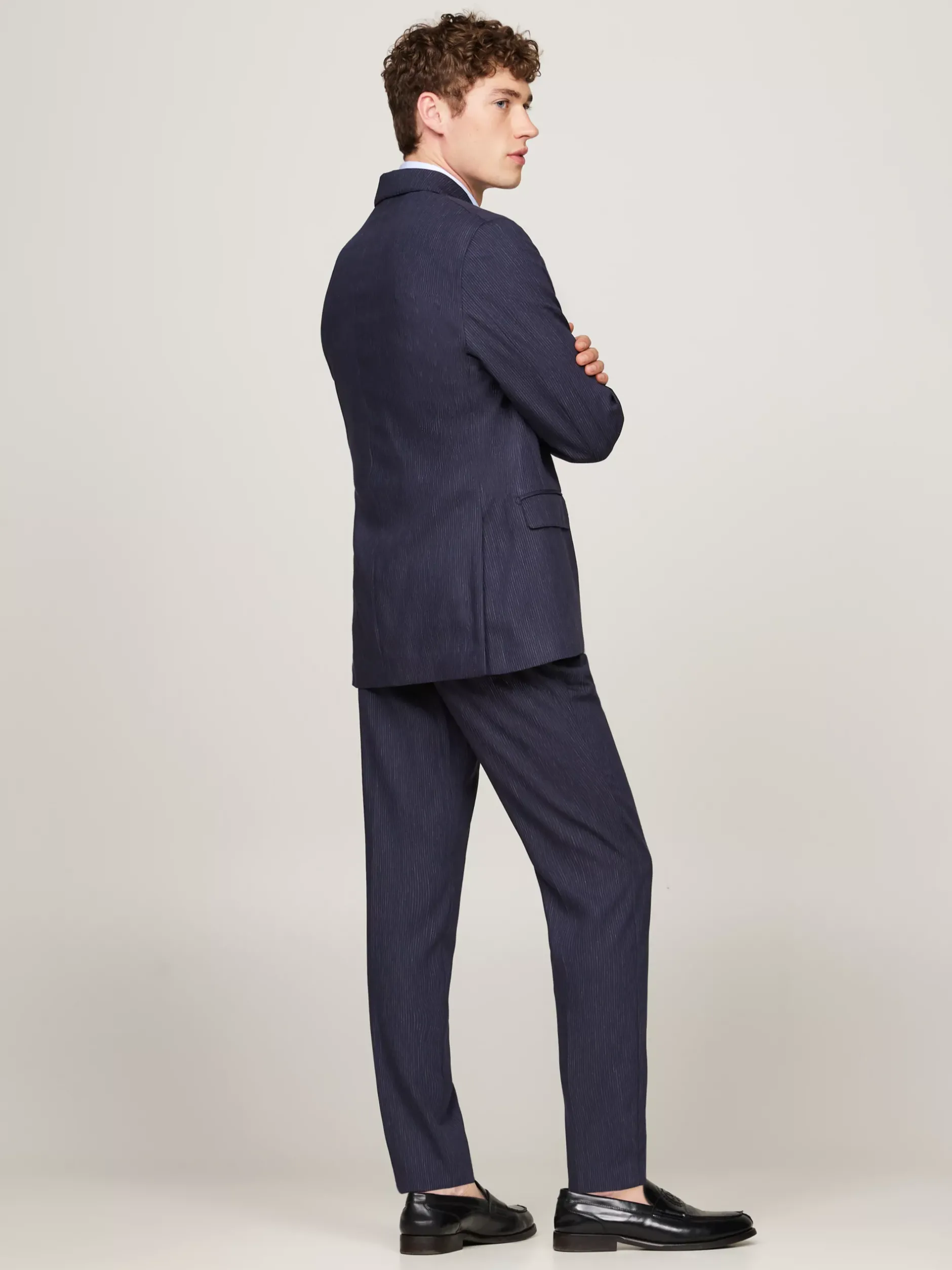 Garnitury I Kostiumy*Tommy Hilfiger Jednorzędowy Dwuczęściowy Garnitur W Prążki BLUE