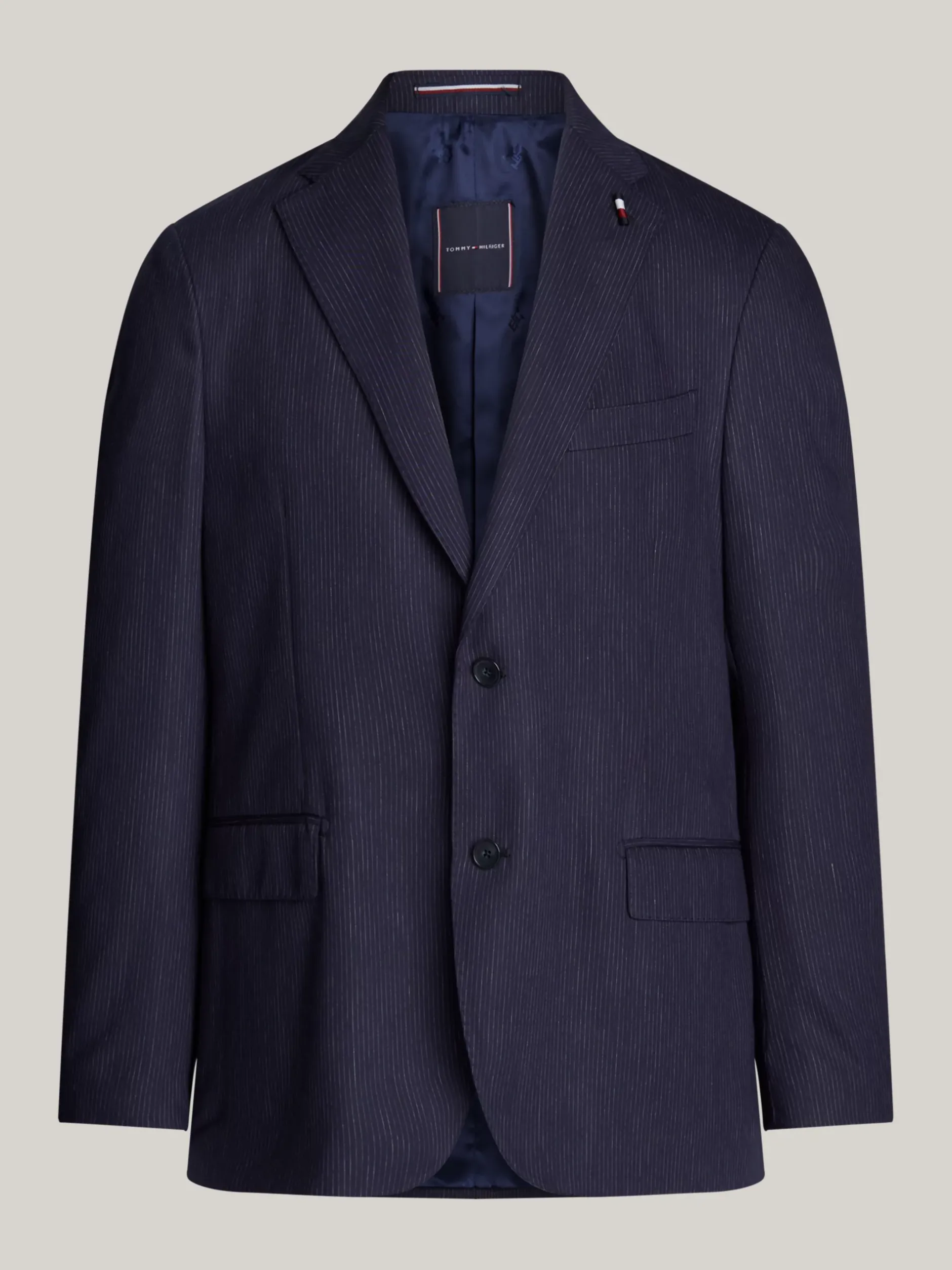 Garnitury I Kostiumy*Tommy Hilfiger Jednorzędowy Dwuczęściowy Garnitur W Prążki BLUE