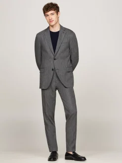Garnitury I Kostiumy*Tommy Hilfiger Jednorzędowy Dwuczęściowy Garnitur W Prążki GREY