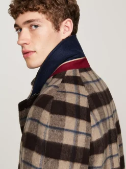 Garnitury I Kostiumy|Kurtki & Płaszcze*Tommy Hilfiger Jednorzędowy Płaszcz W Prostą Kratę BEIGE