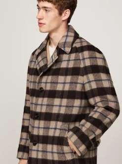 Garnitury I Kostiumy|Kurtki & Płaszcze*Tommy Hilfiger Jednorzędowy Płaszcz W Prostą Kratę BEIGE