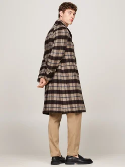 Garnitury I Kostiumy|Kurtki & Płaszcze*Tommy Hilfiger Jednorzędowy Płaszcz W Prostą Kratę BEIGE