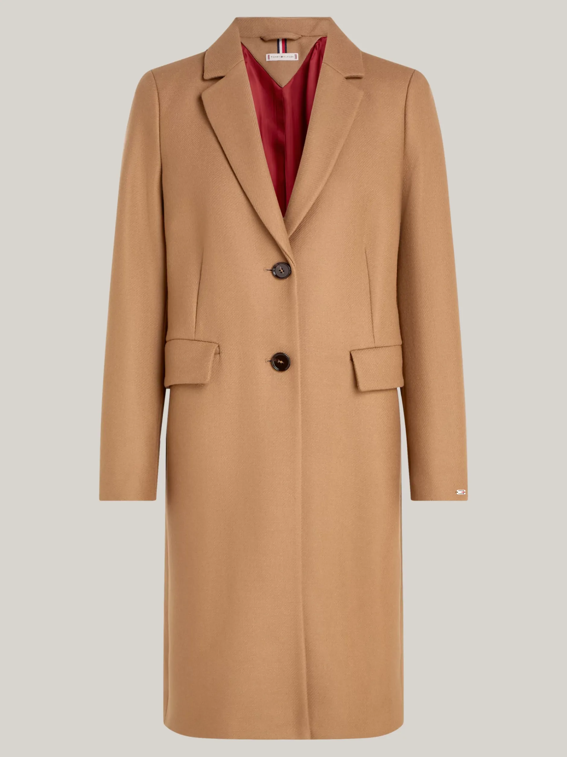 Kurtki & Płaszcze|Wełniane Płaszcze*Tommy Hilfiger Jednorzędowy Płaszcz Z Dodatkiem Kaszmiru LIGHT SEPIA BROWN