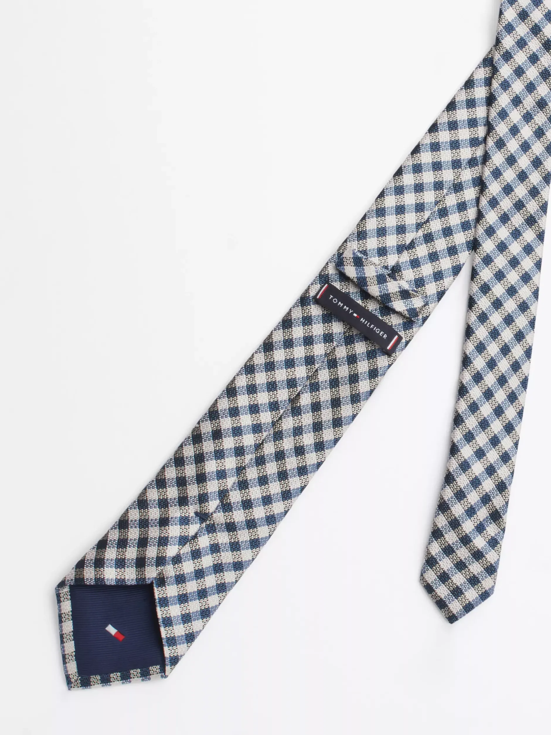 Krawaty & Poszetki*Tommy Hilfiger Jedwabny Krawat W Kratę Vichy DEEP INDIGO / OFF WHITE