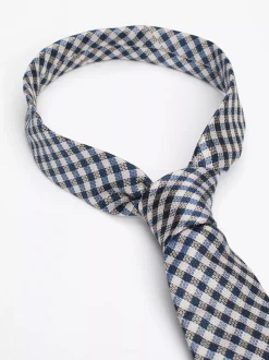 Krawaty & Poszetki*Tommy Hilfiger Jedwabny Krawat W Kratę Vichy DEEP INDIGO / OFF WHITE