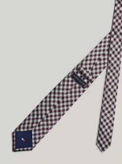 Krawaty & Poszetki*Tommy Hilfiger Jedwabny Krawat W Kratę Vichy DEEP ROUGE / LIGHT GREY