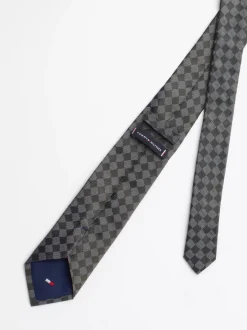 Krawaty & Poszetki*Tommy Hilfiger Jedwabny Krawat We Wzór W Kratkę ARMY GREEN