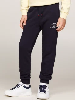 Spodnie I Szorty*Tommy Hilfiger Joggersy Z Flokowanym Logo Hilfiger DESERT SKY