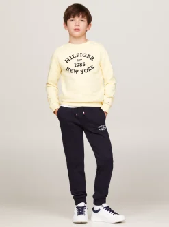 Spodnie I Szorty*Tommy Hilfiger Joggersy Z Flokowanym Logo Hilfiger DESERT SKY