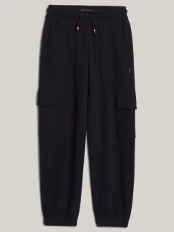 Spodnie I Szorty*Tommy Hilfiger Joggery Hilfiger Monotype O Splocie Waflowym DESERT SKY