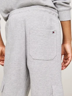Spodnie I Szorty*Tommy Hilfiger Joggery Hilfiger Monotype O Splocie Waflowym LIGHT GREY HEATHER