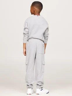 Spodnie I Szorty*Tommy Hilfiger Joggery Hilfiger Monotype O Splocie Waflowym LIGHT GREY HEATHER