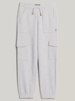 Spodnie I Szorty*Tommy Hilfiger Joggery Hilfiger Monotype O Splocie Waflowym LIGHT GREY HEATHER