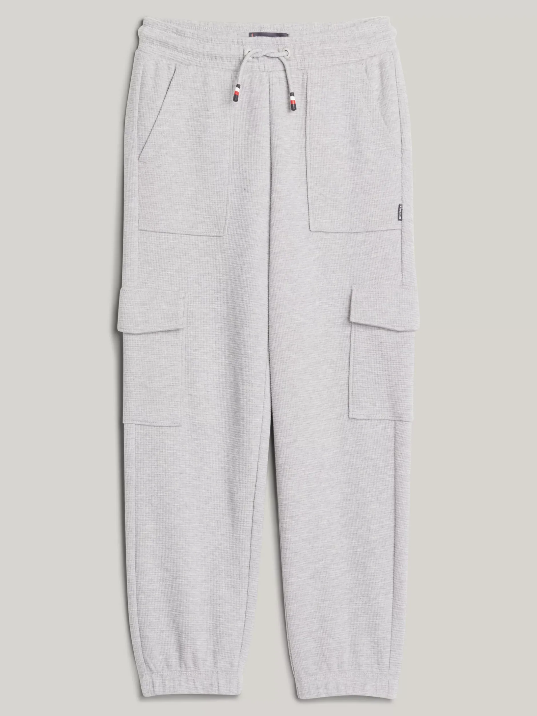 Spodnie I Szorty*Tommy Hilfiger Joggery Hilfiger Monotype O Splocie Waflowym LIGHT GREY HEATHER