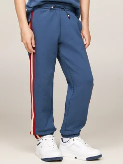 Spodnie I Szorty*Tommy Hilfiger Joggery Hilfiger Monotype Z Paskami Po Bokach AEGEAN SEA