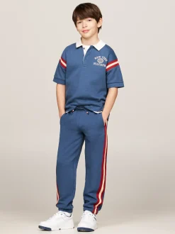 Spodnie I Szorty*Tommy Hilfiger Joggery Hilfiger Monotype Z Paskami Po Bokach AEGEAN SEA