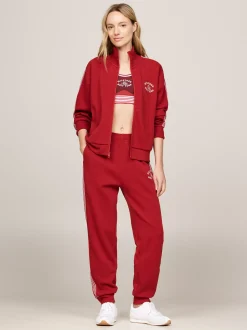 Spodnie*Tommy Hilfiger Joggery W Stylu Varsity Z Lampasami DARK MAGMA