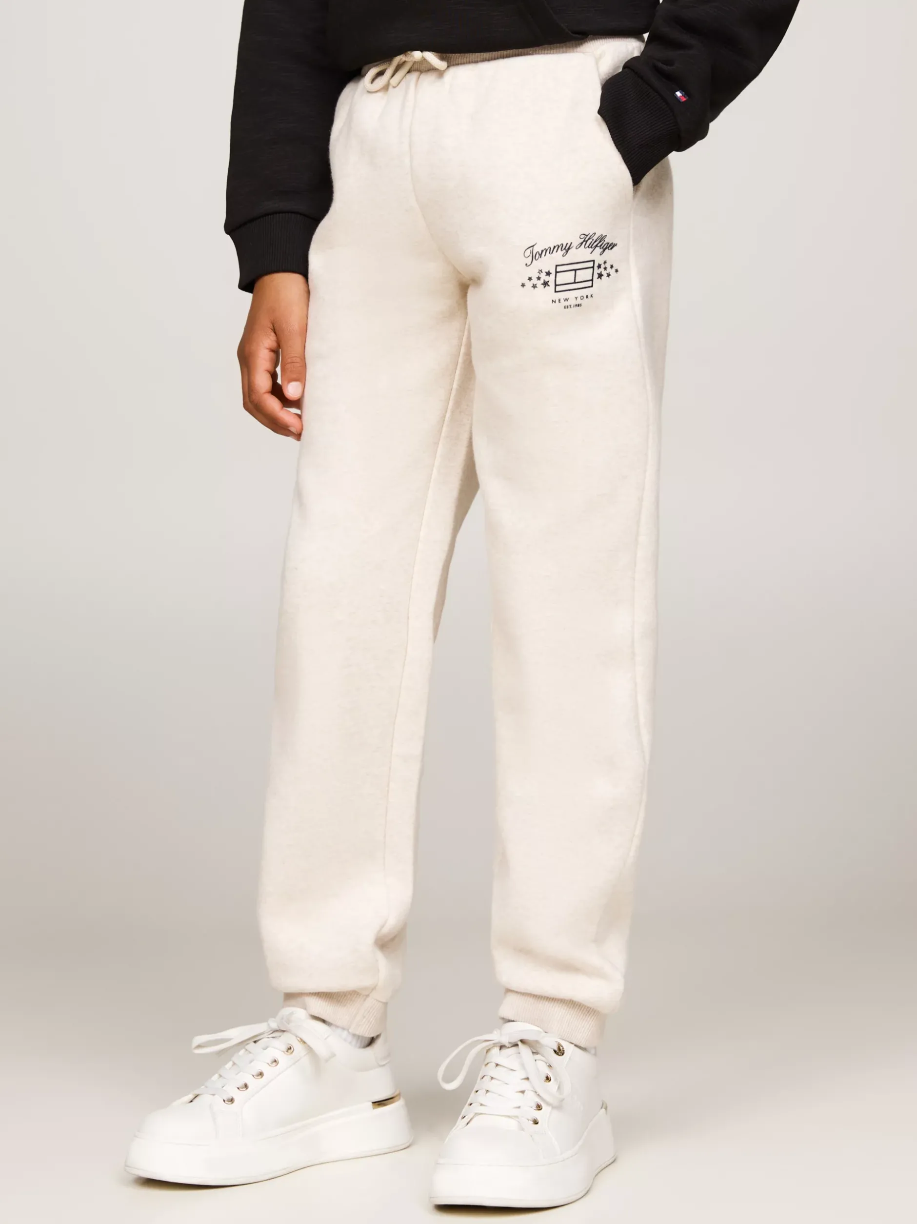Spodnie, Szorty I Spódnice*Tommy Hilfiger Joggery Z Fakturą I Nadrukiem Z Logo HEATHERED OAT