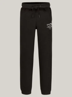 Spodnie, Szorty I Spódnice*Tommy Hilfiger Joggery Z Fakturą I Nadrukiem Z Logo BLACK