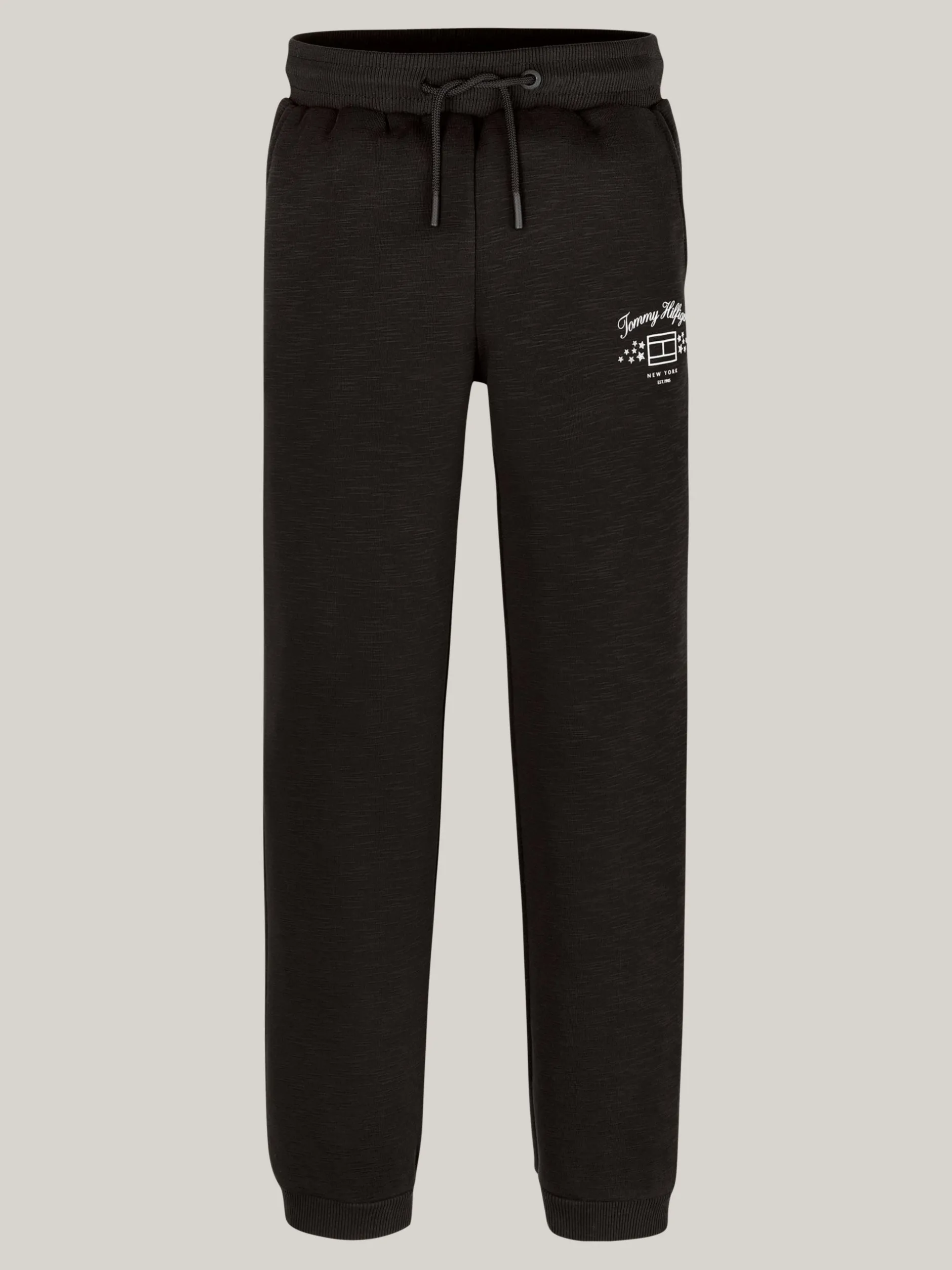 Spodnie, Szorty I Spódnice*Tommy Hilfiger Joggery Z Fakturą I Nadrukiem Z Logo BLACK