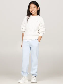 Spodnie, Szorty I Spódnice*Tommy Hilfiger Joggery Z Fakturą I Nadrukiem Z Logo BREEZY BLUE