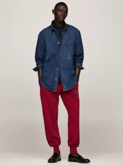Spodnie*Tommy Hilfiger Joggery Z Haftowanym Emblematem ROUGE