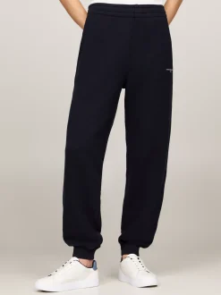 Spodnie*Tommy Hilfiger Joggery Z Mankietami U Dołu I Logo Z Boku DESERT SKY