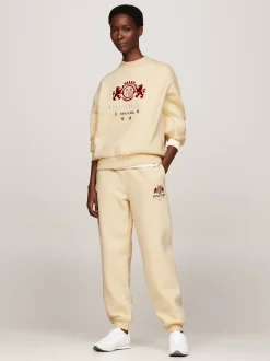 Spodnie*Tommy Hilfiger Joggery Z Mankietami U Dołu I Wyszywanym Logo COUNTRY IVORY