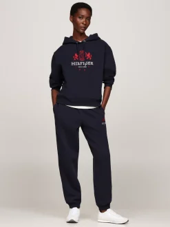 Spodnie*Tommy Hilfiger Joggery Z Mankietami U Dołu I Wyszywanym Logo DESERT SKY