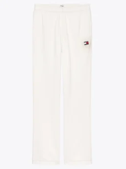 Spodnie*Tommy Hilfiger Joggery Z Ozdobnym Stębnowaniem I Naszywką ANCIENT WHITE