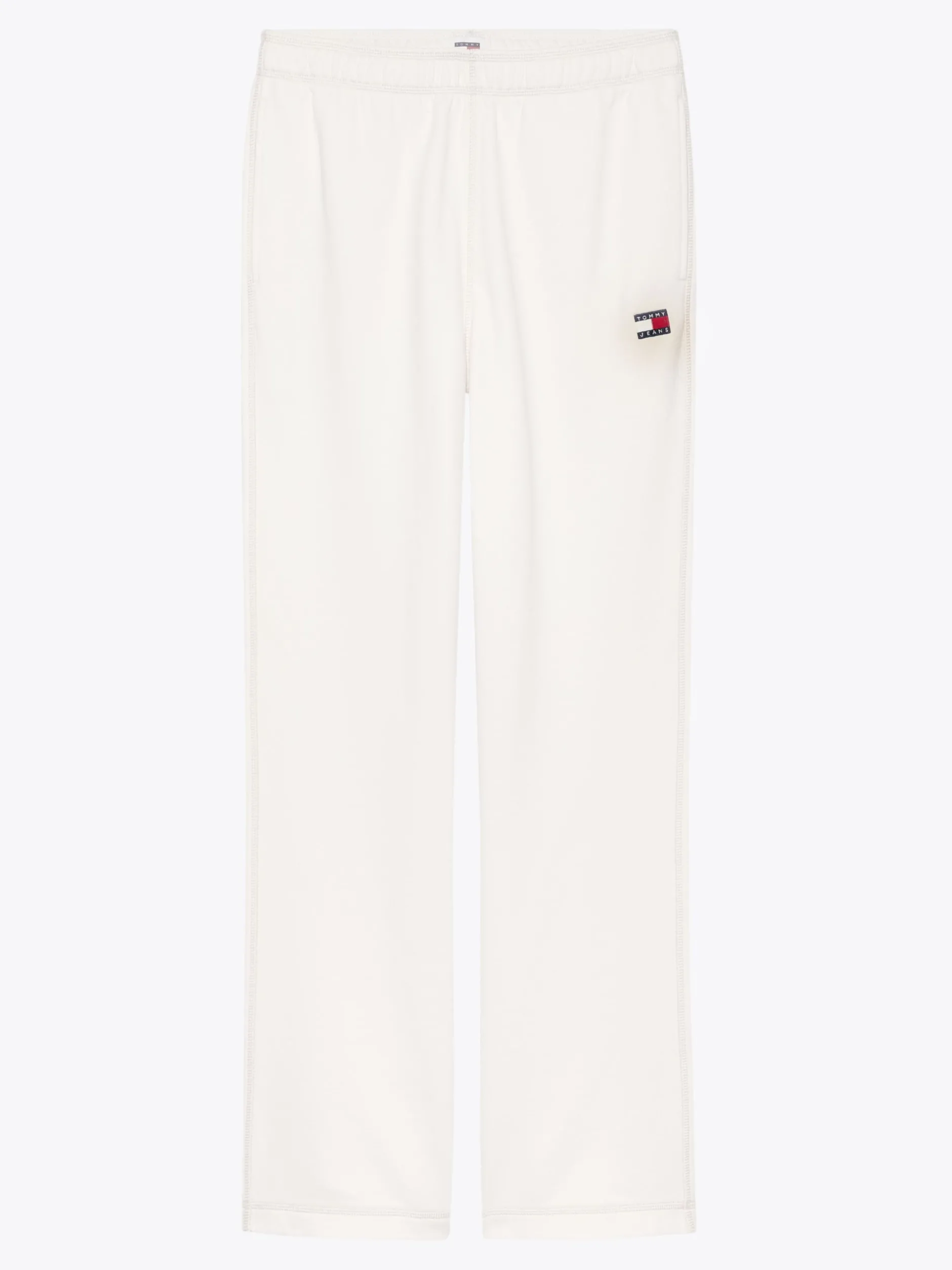 Spodnie*Tommy Hilfiger Joggery Z Ozdobnym Stębnowaniem I Naszywką ANCIENT WHITE