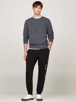 Dresy|Spodnie*Tommy Hilfiger Joggery Z Wyhaftowanym Logo I Mankietami BLACK