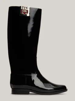 Botki*Tommy Hilfiger Kalosze Do Kolan Z Monogramem TH BLACK
