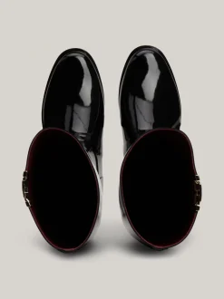 Botki*Tommy Hilfiger Kalosze Do Kolan Z Monogramem TH BLACK