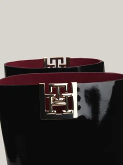Botki*Tommy Hilfiger Kalosze Do Kolan Z Monogramem TH BLACK