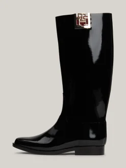 Botki*Tommy Hilfiger Kalosze Do Kolan Z Monogramem TH BLACK