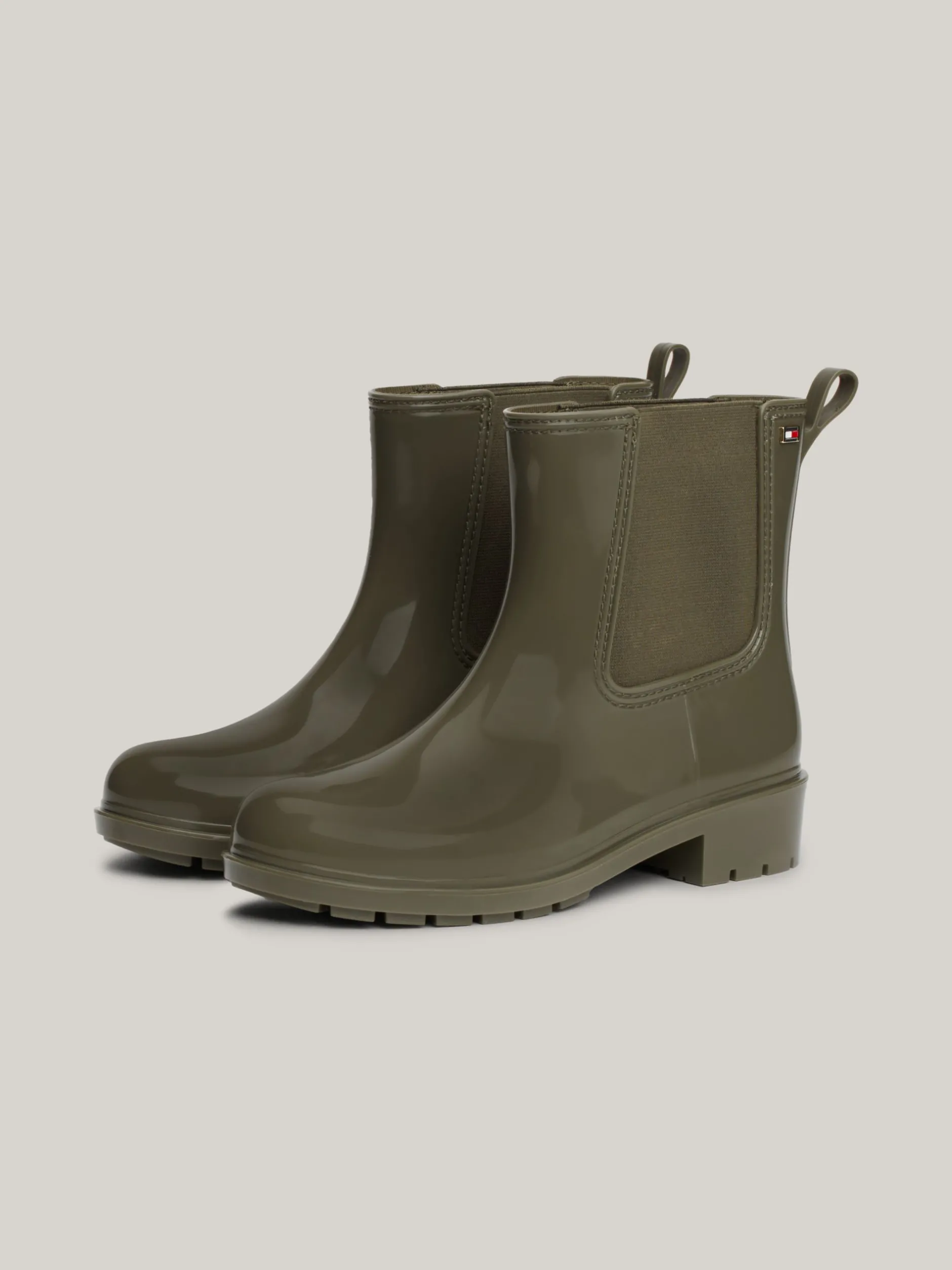 Botki*Tommy Hilfiger Kalosze Na Podeszwie Z Protektorem UTILITY OLIVE