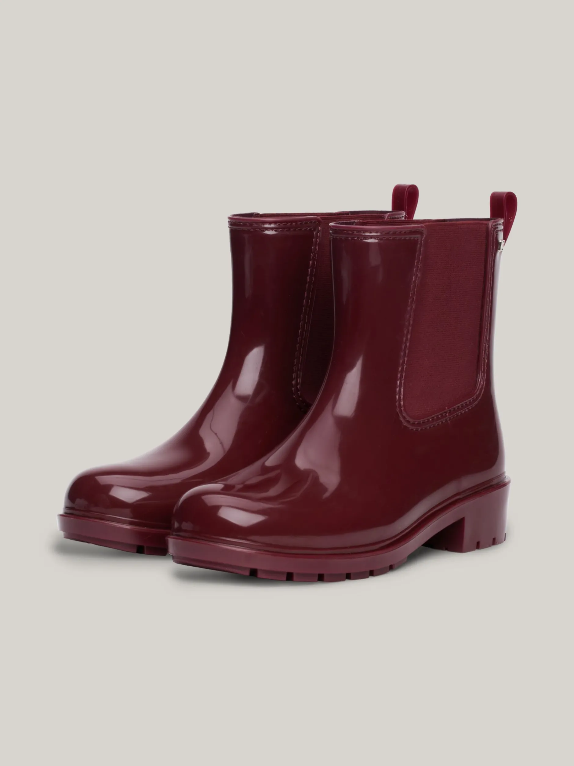 Botki*Tommy Hilfiger Kalosze Na Podeszwie Z Protektorem DEEP ROUGE