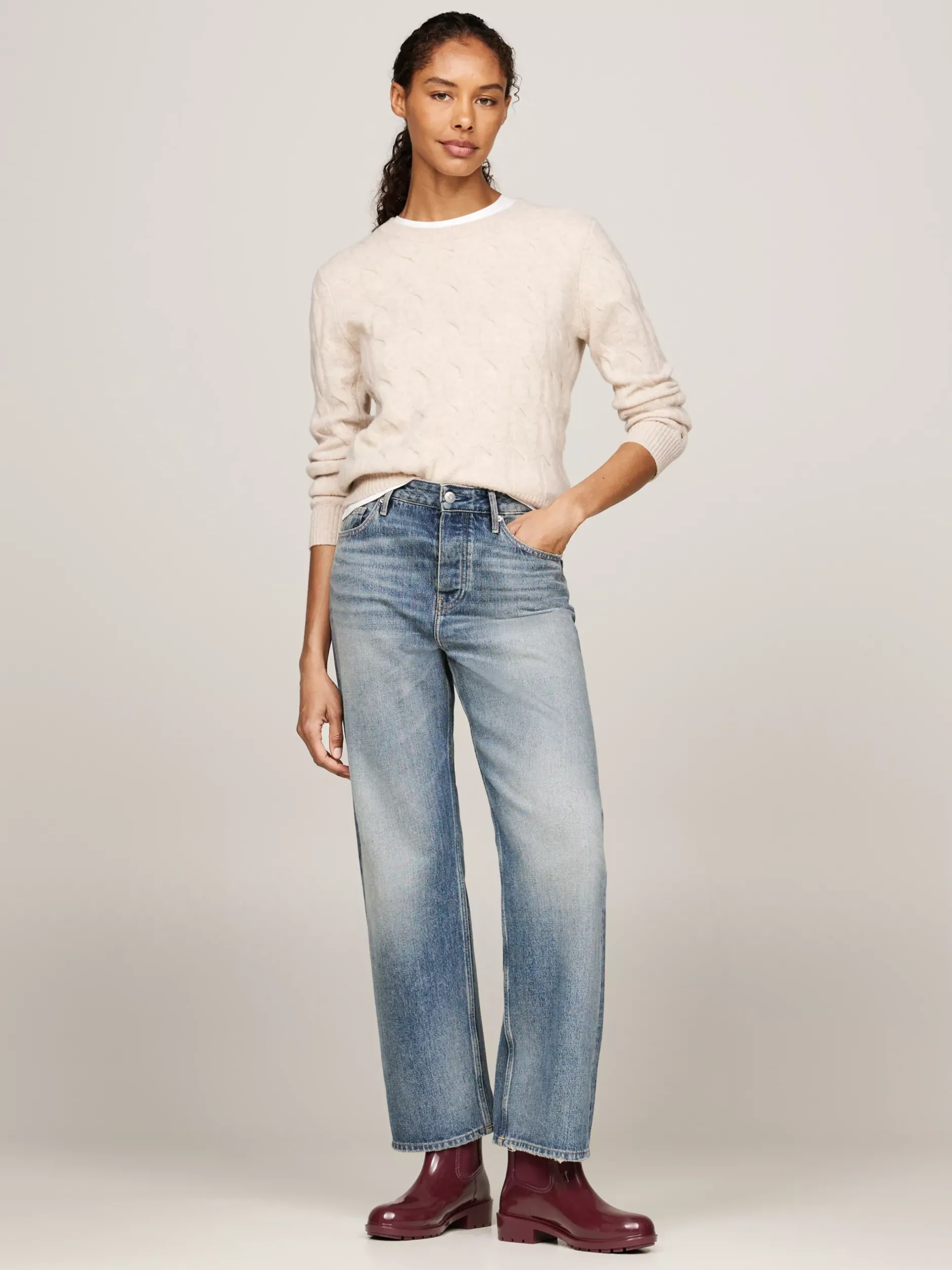 Botki*Tommy Hilfiger Kalosze Na Podeszwie Z Protektorem DEEP ROUGE