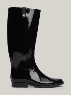 Botki*Tommy Hilfiger Kalosze Z Lakierowanej Gumy BLACK