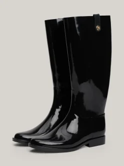 Botki*Tommy Hilfiger Kalosze Z Lakierowanej Gumy BLACK