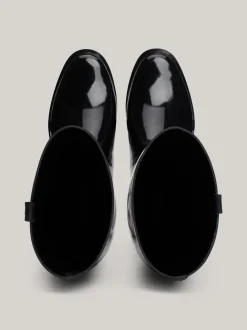 Botki*Tommy Hilfiger Kalosze Z Lakierowanej Gumy BLACK