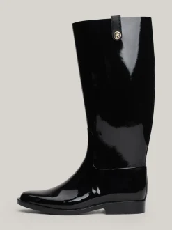 Botki*Tommy Hilfiger Kalosze Z Lakierowanej Gumy BLACK