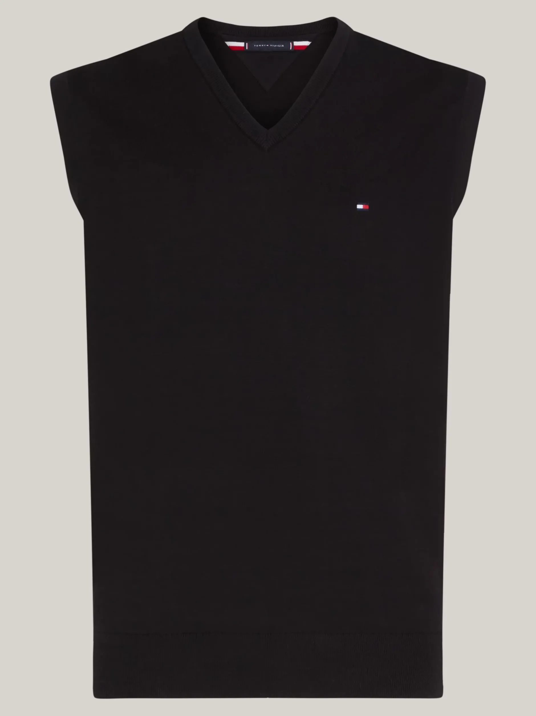 Dzianina*Tommy Hilfiger Kamizelka Z Dekoltem W Szpic I Flagą BLACK
