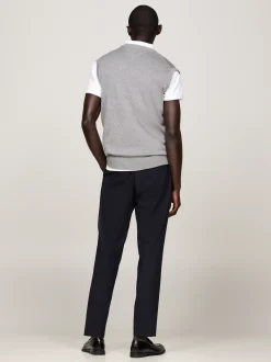 Dzianina*Tommy Hilfiger Kamizelka Z Dekoltem W Szpic I Flagą MEDIUM GREY HEATHER